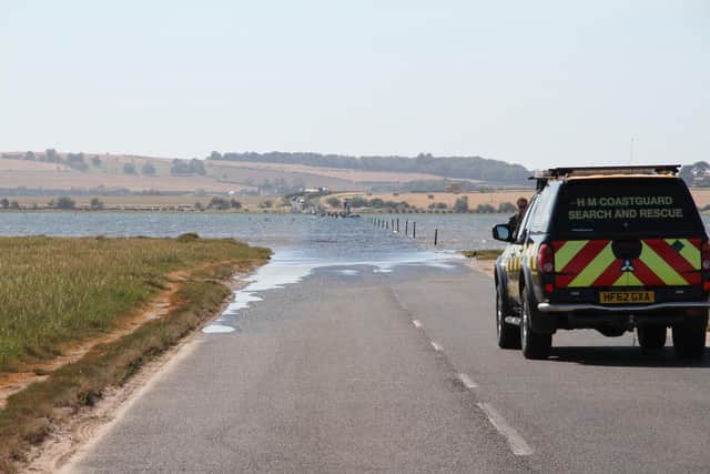 Holy Island Coastguard team at the causeway. Picture: Andy Kewin