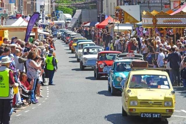 Some of the classic cars that took part in the Morpeth Fair Day 2019 parade. Picture by Anne Hopper.