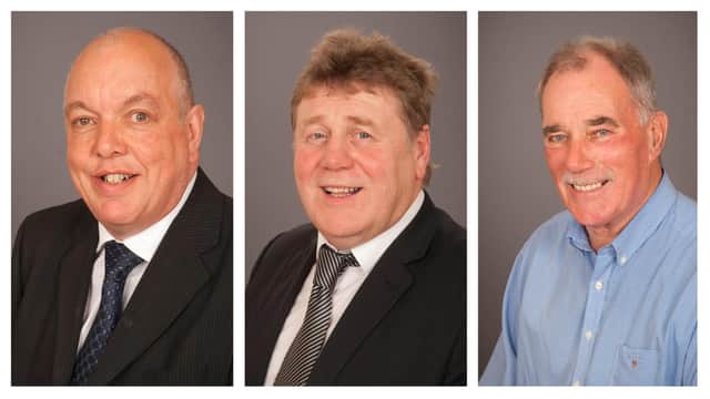 Caption: Bedlington’s county councillors – Bill Crosby, Malcolm Robinson and Russ Wallace.