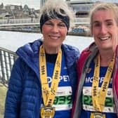 Pam Woodcock and Shuna Rank with their Run Through Newcastle medals. Picture: Peter Scaife