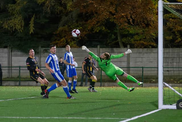 Goalmouth action from Morpeth v Whitley Bay. Picture by George Davidson.