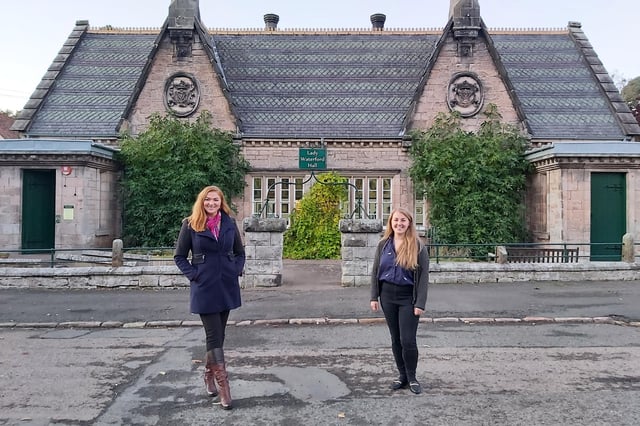 Irita Marriott from Antiques Road Trip and Vicky Smith-Lacey at Lady Waterford Hall, Ford.