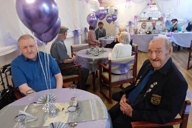 Castleview Care Home guests at the diamond wedding celebrations of Hector and Marjorie Hewes.