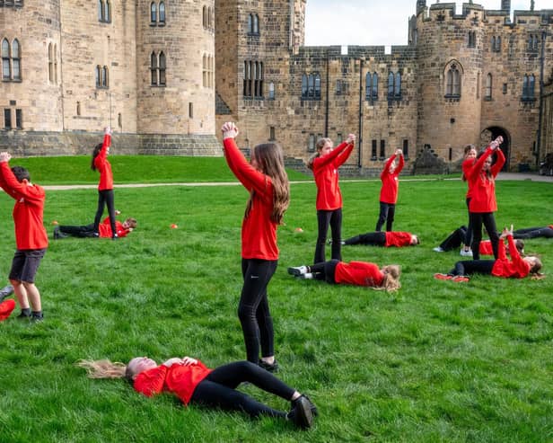 Seaton Sluice Middle School pupils performing Macbeth at Alnwick Castle. Picture: Jane Coltman