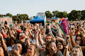 Crowds at the 2021 Northumberland Pride Festival.
