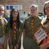 Diane Lyons (Scout Leader) with Sophie Wakenshaw, Kortney Leigh Holness and Katie Bebbington of the 1st Baden Powell Wooler Scouts.