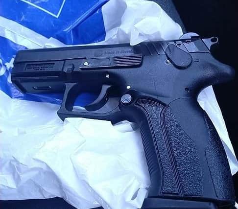 The gun found in Derrane's van.