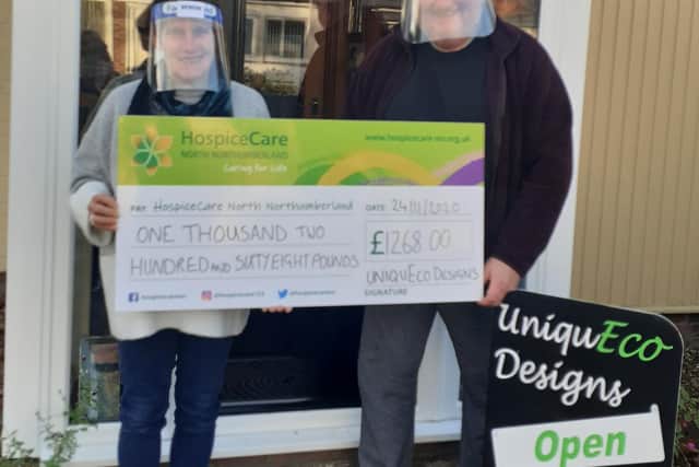 Becky and Ivor Davies of UniquEco Designs raised £1,268.
