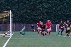 Morpeth Town scored three goals against Workington on Tuesday night. Picture by George Davidson.