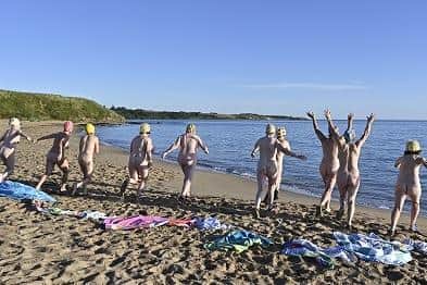 WI members bare all as they take the plunge. Picture: Margaret Whittaker