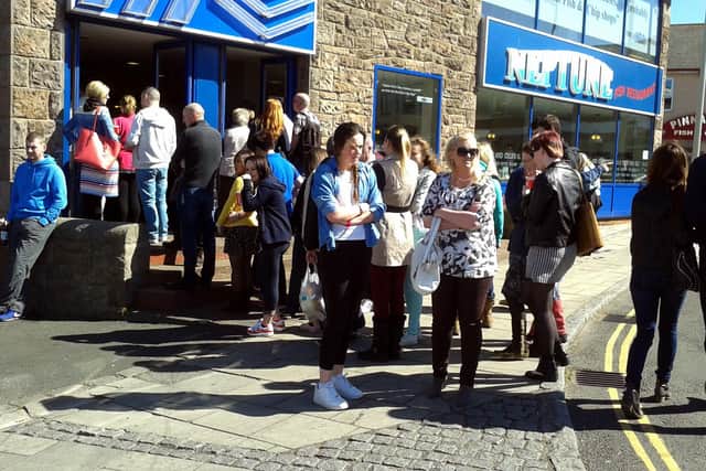 Queues for fish and chips in Seahouses.