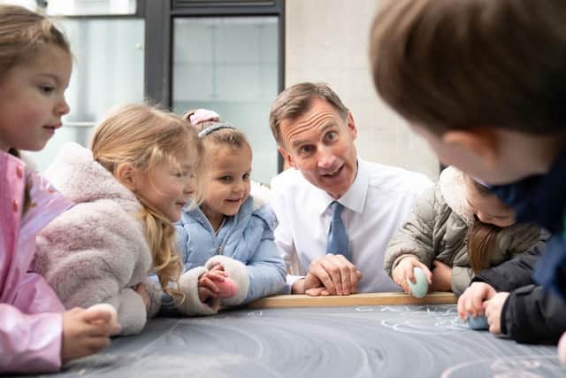 Chancellor Jeremy Hunt expanded free childcare across England in the spring budget. (Photo by Stefan Rousseau/WPA Pool via Getty Images)