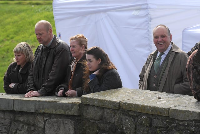 Ian Buckie (right) with other local extras waiting to be called on set.