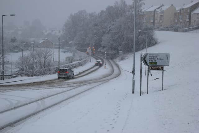 This photo taken in Rothbury earlier today shows how the county has been hit by snow.