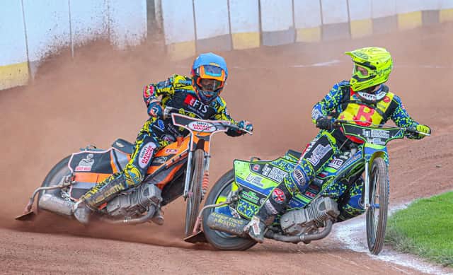 Brummie Paul Starke keeps a close eye on Connor Coles. Picture: Taz McDougall