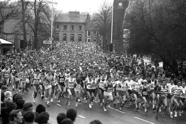Runners making their way out of Morpeth in the annual road race to Newcastle.