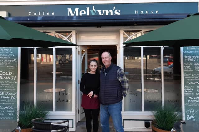 Dean Jones and Ruth Jones at Melvyn's Cafe.