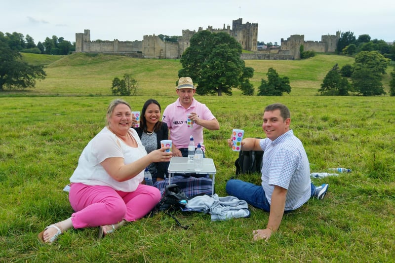 Enjoying a picnic party outside the fencing in the Alnwick pastures ahead of the Sir Tom Jones concert on Saturday, August 8, 2015.