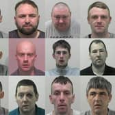 From top row, left to right: Andrew Pickering, 45, of Marx Crescent, South Stanley, jailed for 24 months on November 25; Jordan Lawson, 26, of Ruskin Road, Swalwell, jailed for 876 days on November 2; David Hawkes; Kevin Cairns, 37, of Eastbourne Avenue, Gateshead, jailed for three years on January 21; Gary Beaton, 28, of no fixed abode, jailed for seven years and six months on August 27; Jordan Dixon; Jeffrey Stoker, 33, of Seventh Avenue, Blyth, jailed for 32 months on November 11; Andrew Haikney; David Hall, 32, of Hawthorn Terrace, Elswick, jailed for three years on November 18; Christopher Hearn, 33, of no fixed abode, jailed for 876 days on December 23; Mark Fada; Steven Lamb; Robert Nicholson, 39, of Dunholme Road, Newcastle, jailed for six years on January 12; Michael Clamp, 36, of Chestnut Avenue, Cowgate, jailed for 38 months on October 2; David Cox, 40, of Market Place, Morpeth, jailed for 876 days on September 29.
