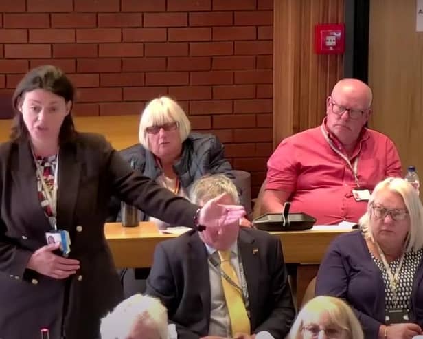Coun Georgina Hill speaking during a Northumberland County Council meeting on Wednesday, July 6. Photo: Northumberland County Council YouTube channel.
