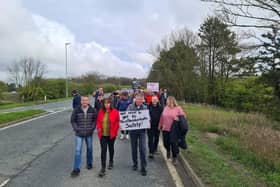A protest march was held by residents of the estates in April 2023 to draw attention to the lack of safe footpaths. (Photo by archive)