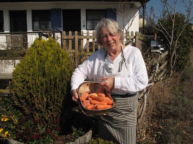 Lynne Allan and her carrots.