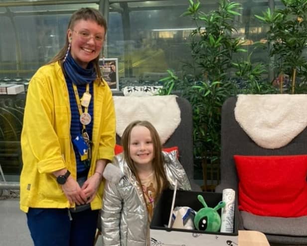 Competition winner Emma Wood with a representative from the IKEA store in Gateshead.