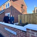 Cllr John Harrison and North Tyneside’s Elected Mayor, Karen Clark, at the new homes in Wallsend