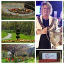 Cramlington Mayor Helen Morris and some of the town's floral displays. Picture: Cramlington Town Council