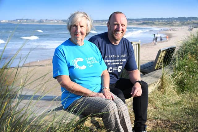 Steve with mam Carol Proud, who are encouraging people to sign up to the Swimathon Festival.