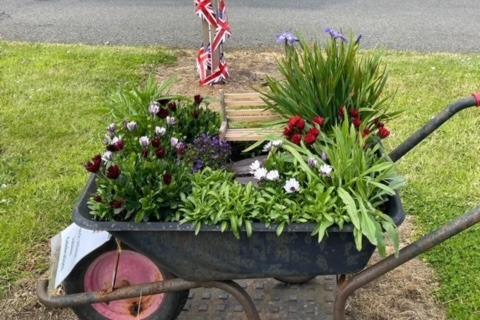 Another decorated wheelbarrow.