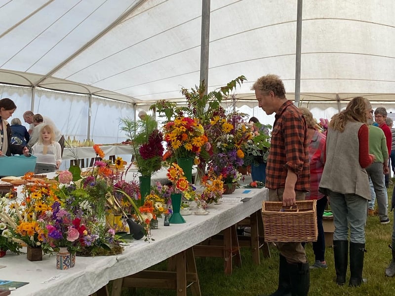 Visitors in the main marquee.
