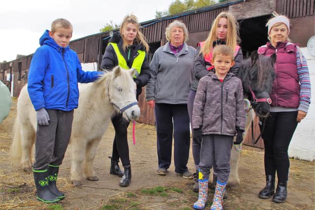 Jackie Dawe (centre) with supporters Taylor, Lauren, Sophie, Angie and Corrie at Bebside Horses.