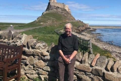 Jack Hope on Holy Island in May 2019, where he spent his childhood and visited every year on his birthday.