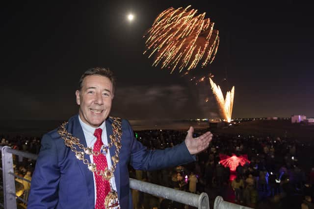 Mayor Warren Taylor at the fireworks display in Blyth.