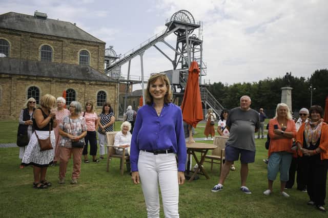 Fiona Bruce outside the Woodhorn Mining Museum.