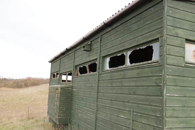Windows smashed at the tern hide. Picture: Duncan Hutt