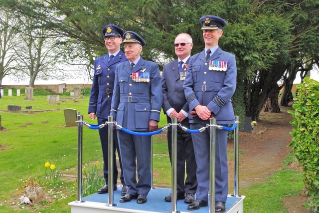 (Back Row) Sqd Ldr Bernard Higgins RAAF, Sqd Ldr Jeff Price RNAF (in civies). (Front Row) Air Commodore Richard Corney, Grp Cpt Davis Keighley, RAF Boulmer.