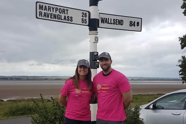 Kim and David Patterson completed the Hadrian's Wall walk for the Brain Tumour Trust.