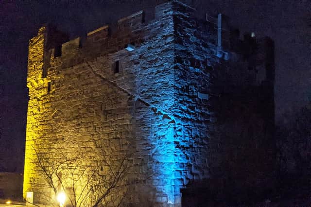 The Pele Tower in Cresswell is being lit in the colours of the Ukrainian flag.