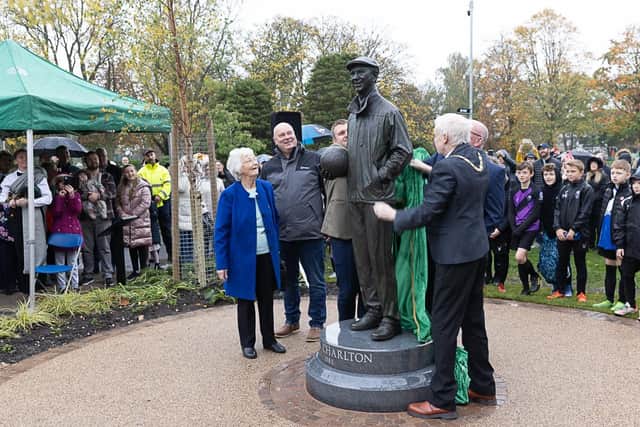 The grand unveiling of Jack Charlton's statue at Hirst Park. Picture: Keith Saint