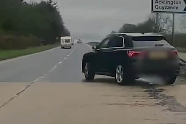 Dashcam footage has shown a string of near misses on the A1 in Northumberland.