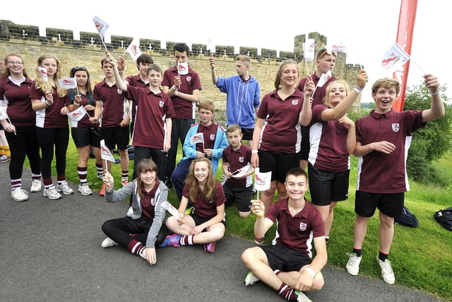 Berwick Academy pupils at the Queen's baton relay.