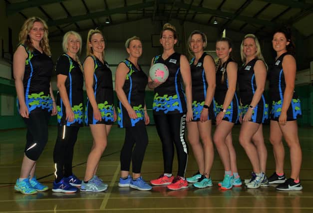 Amble A netball team are seen in their new new kit kindly sponsored by Kieran Cromarty. Picture by Steve Miller.