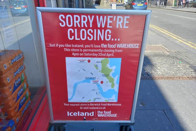 A closure notice at Iceland, Berwick.