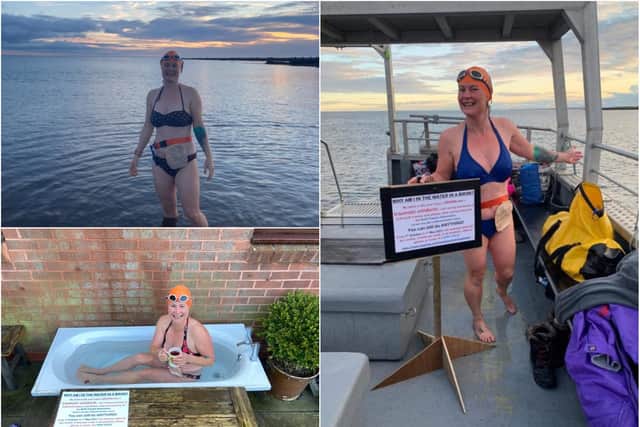 Gill Castle, from Alnwick, is doing a series of open water swims this winter to raise funds and awareness of the Birth Trauma Association.
