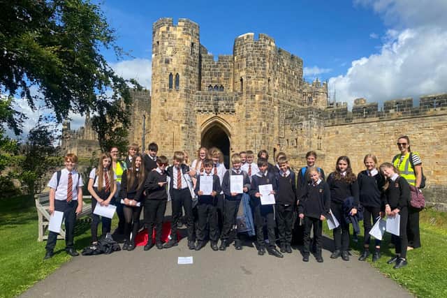 Year 7 students from Duchess's Community High School at Alnwick Castle.