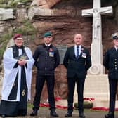 From left: Reverend John Evans, Paul Tait, Alec Tait and Ian Thompson paying their respects at Bamburgh War Memorial