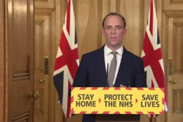 Dominic Raab at today's press conference