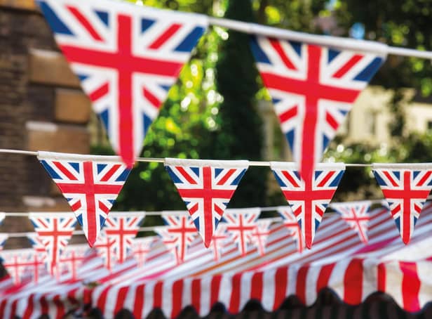 British flags will drape over the heads of party-goers as the Queen celebrates 70 years on the throne.
